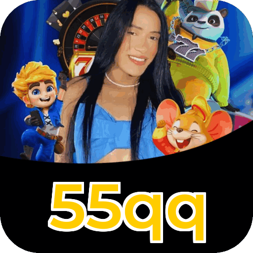 Interface do aplicativo 55qq mostrando jogos disponíveis no iOS e Android